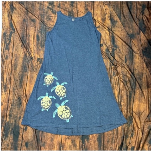 Instant Message x Zulily Sea Turtle Sleeveless Dress in Navy Heather M - Picture 2 of 6